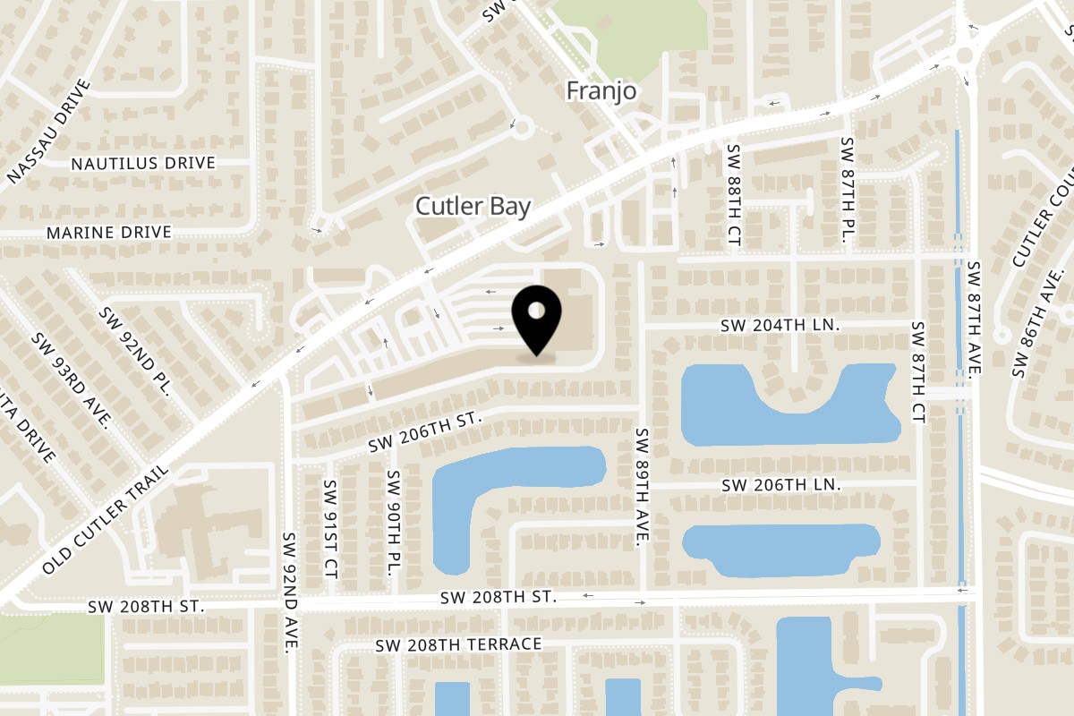 Map showing the location of Cubavana Cafe Restaurant on 20445 Old Cutler Rd in Cutler Bay